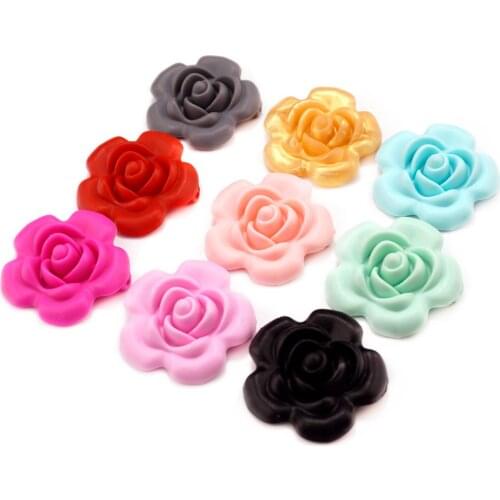 10pcs BPA Free Silicone Flower Beads 40mm Loose Teething Baby Chew Jewelry Teether Beads Necklace Pacifier Chain Pendant Toy