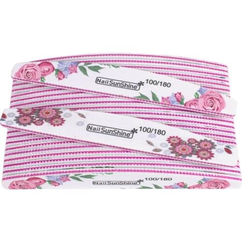 100Pcs Professional Nail File 100/180 Grit Strong Nail Files White Sandpaper Moon Style Acrylic Nail Art Files For Manicure