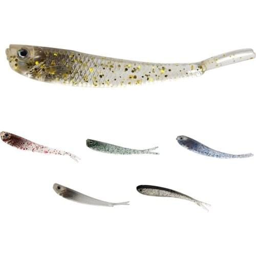 20Pcs 2.3g 7.5cm Artificial Fork Tail Soft Lures Silicone Baits Fishing Tackle Artificial Tackle Fishing Worm Bait Fishing Lures