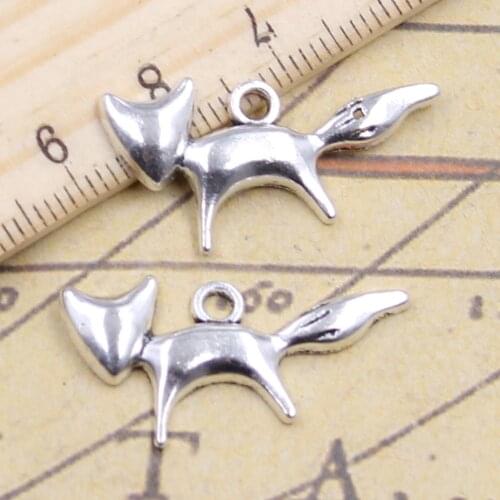 20pcs Charms Lovely Fox 15x28mm Tibetan Silver Color Pendants Antique Jewelry Making DIY Handmade Craft Pendant