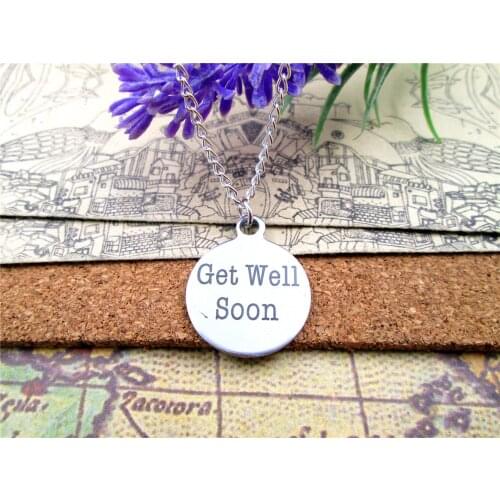 3pcs/lot Fashion stainless steel necklace "get well soon" Charms Pendant necklace jewelry Gift more style for choosing