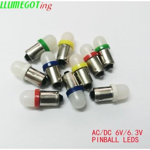 50pcs BA9S T4W #44 #47 Milk White Dome 2x 5630SMD Various Color Non Polarity AC DC 6V 6.3V Bally Pinball Game Machine Led Bulbs