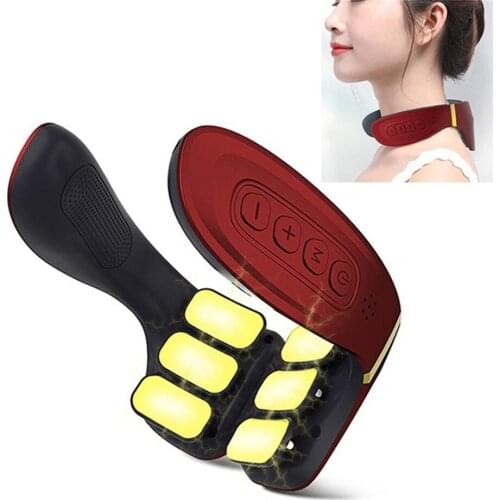 6 Head Neck Massager Intelligent Wireless Cervical Massager Infrared Heating 360° Vibration Massage Pain Relief Remote Control
