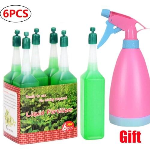 6PCS 38ml Hydroponic Plant Nutrient Solution Fertilizer Flower Fertilizer Potted Green Concentrated Foliar Seed w/ Spray Bottle