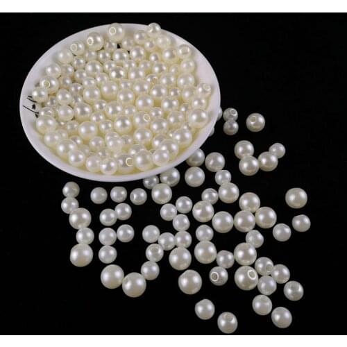 8-10mm single side big hole imitation pearl sweater shirt decoration accessories handmade material ABS round loose beads