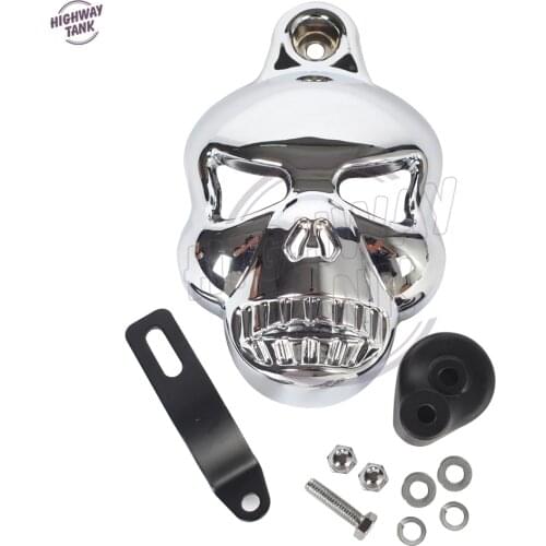 Black Motorcycle accessories Skull Horn Cover Cowbell case for Harley Davidson Dyna Glide Fat Bob Street Bob 1992-2013