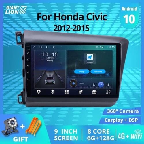 2DIN Android 10 Car Radio For Honda Civic 2012-2015 Car Multimedia Player GPS Navigation Auto Radio Stereo Receiver Car DVD IGO