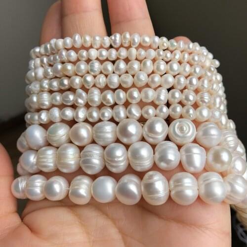 AA+ Natural Freshwater White Pearls Irregular Round Loose Beads For Jewelry Making Earring DIY Women Bracelet Necklace Hairpin