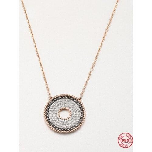 2020 Fashion Charm 925 Sterling Silver Original 1:1 Copy, Elegant Wild Round Clavicle Chain Necklace Female Luxury Jewelry Gifts