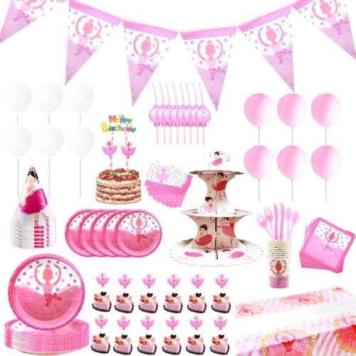 Dancing girl theme party decoration children birthday party disposable tableware set cup saucer top hat birthday baby shower