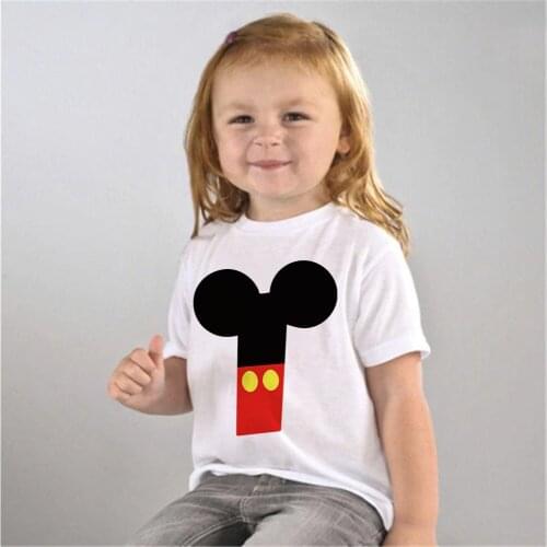 Disney Unisex Summer Mickey T-shirt Fashion Alphabet Girls Tshirts Harajuku Element Nice Round Neck Kids Tshirt Children Clothes