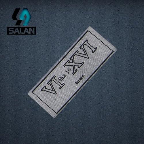 Customized 500 pcs/lot cloth main labels , OEM eco-friendly washable damask woven garment labels for your brand and logos JP005