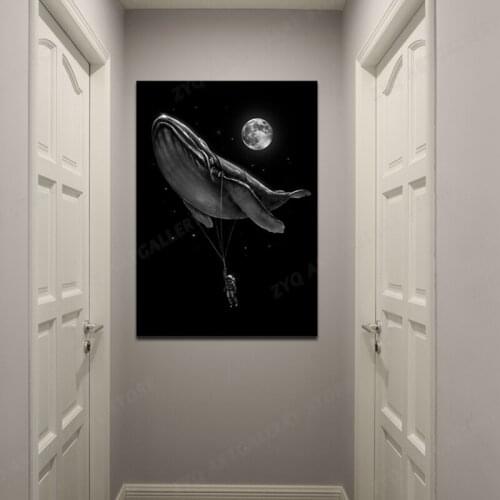 Hitching A Ride Canvas Decoration Prints Poster Pictures Home Decor Living Room Bedroom Art Painting Animal Abstract Astronaut
