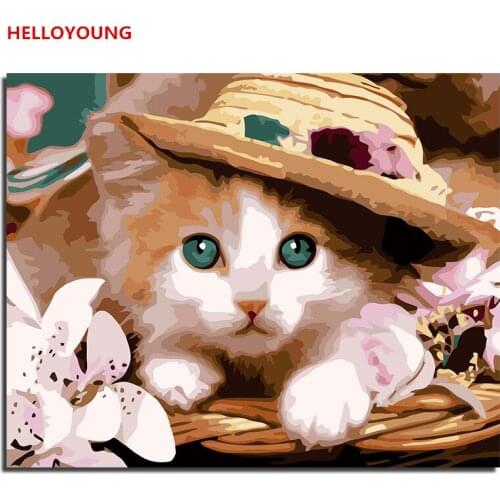 YH177 DIY Handpainted Oil Painting Cat princess Digital Painting by numbers oil paintings chinese scroll paintings Home Decor
