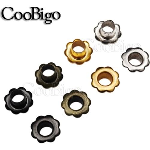 100pcs Hole 4.5mm Metal Flower Shape Eyelets Leathercraft DIY Scrapbooking Shoes Boots Belt Cap Bag Tags Cloth Sewing Accessory