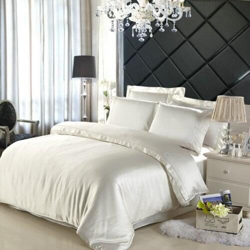 100% Mulberry Silk 19mm Seamless King Queen Size Ivory Champage Silvery Colors Flat Fitted Sheets 4 Ppiecess Set Customize MS03