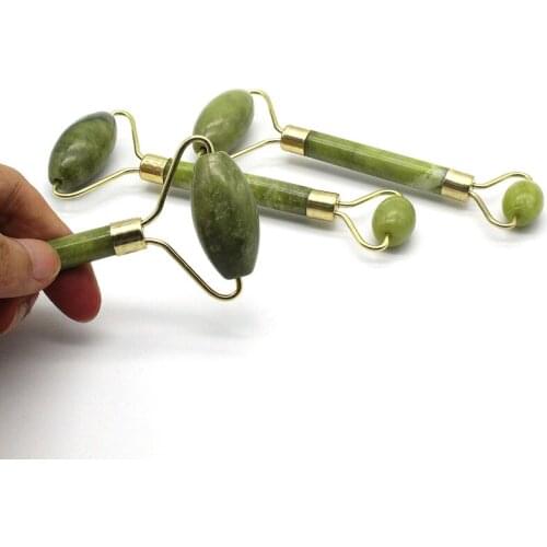 Natural Facial Jade Push Massageador Massage Tool Face Massager Skin Care Natural Jade Roller Double Head Facial Face Lift Tools
