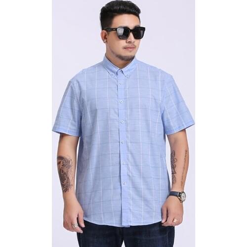 NEW Large Big Size 5XL 6XL 7XL 8XL Plaid Full Cotton Thin Short Sleeve Men Shirt Casual Business Formal Fat People Clothing