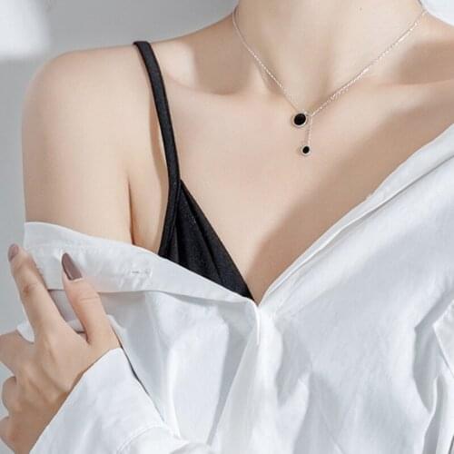 Fashion 925 sterling silver Necklace Pendant Sexy Clavicle Chain Black Charm Necklace For Women Jewelry Kolye dz397