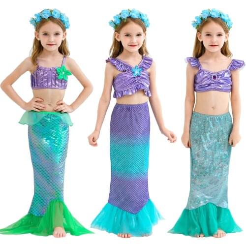 Girl Princess Dress Little Mermaid Girl Ariel Dress Kids Baby Girl Carnival Birthday Party Clothes Children Halloween Clothing