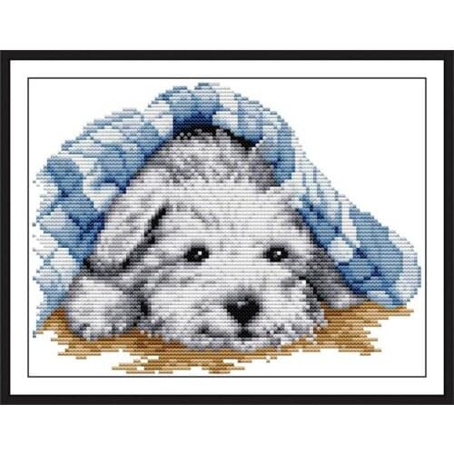 Joy Sunday Cute Puppy Animalcross Stitch Kits Counted Pattern DMC Printed Chinese Embroidery Needlework Set Decorations for Home