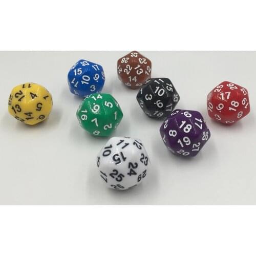Rollooo 30 Sided Dice Opaque White Green Purple Black Red Blue Yellow Brown D30
