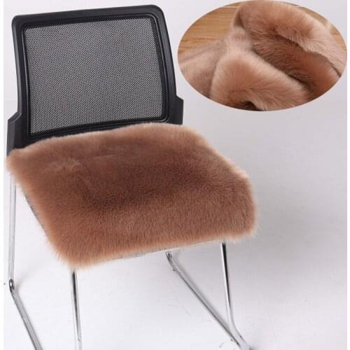 Luxury Fur Cushion For Sofa Couch Office Chair Seat Red Artificial Wool Chair Desk Mattress Furry Soft Chair Cover Seat Pads