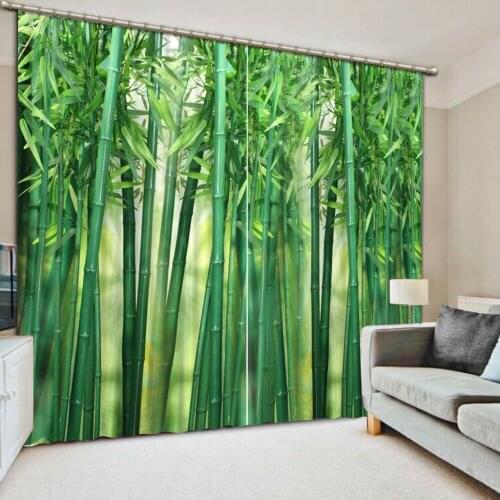 Luxury Blackout 3D Window Curtains For Living Room Bedroom bamboo curtains green curtain