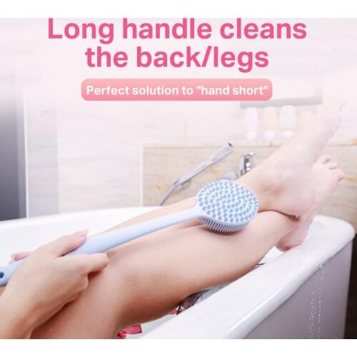Silicone Soft Wash Shower Bath Brushes Massage Brush Body Cleaning Brush Long Handle For Leg Back Cleaning Scrub Tools