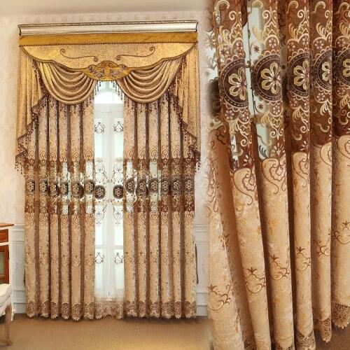 European Style Light Luxury Noble Water Soluble Hollow Embroidery Curtains for Living Room Bedroom Window Curtain Valance Custom