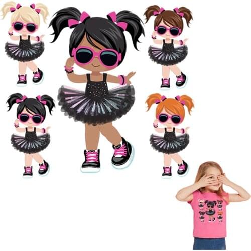 Dancing Girls Heat Stickers On T-shirt DIY Washable Iron On Transfers For Clothing Fashion Children On Clothes Patches Appliqued