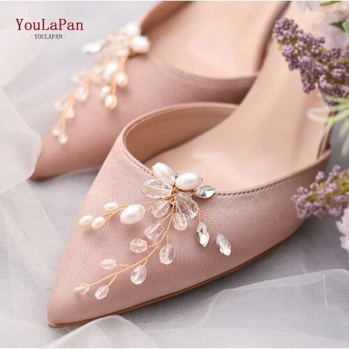 YouLaPan X23 Fashion Pearls Shoes Decorative Clips Women Bridal Shoe Clips Crystal Wedding Shoe Buckle for Bride Bridesmaid