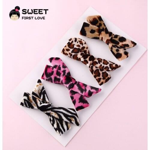 10Pcs/Lot Kids Velvet Leopard Bows Headband Fashion Soft Hairpins For Women Girls Cute Hair Bow Clip Hair Clips Hair Accessories