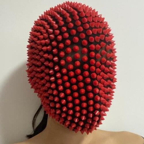 Mirror mask Head cover Night club dance Rivet Rhinestone