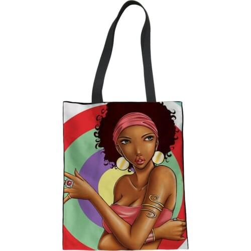 NOISYDESIGNS Canvas Bag Magic African Girls Print Exquisite Women Organic Reusable Personalized Tote Canvas Bag Bolsa de Tela