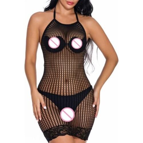 NEW Sale Sexy Underwear Women Nightgown Lace Uniform Lady Seductive Pajamas Female Fishnet Babydolls Plus Size Lingerie Dress