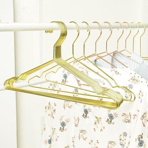 2 Pcs Gold Metal Hangers for Clothes Drying Rack Clothes Rack with Groove Drying Storage Hangers Windproof Suit Coats Hangers