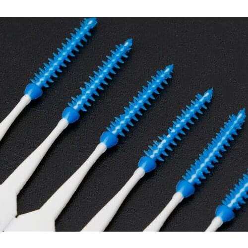20-200pcs Double Floss Head Hygiene Dental Silicone Interdental Brush Toothpick 667D