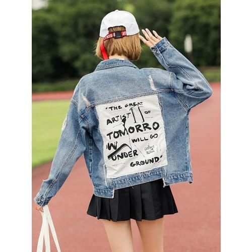 2020 denim jacket female winter big faux fur collar Korea denim coat female student short coat