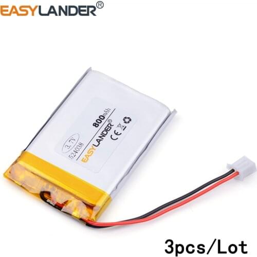 3pcs /Lot 800mAh 524038 3.7v lithium Li ion polymer rechargeable battery point reading machine battery pack medical device