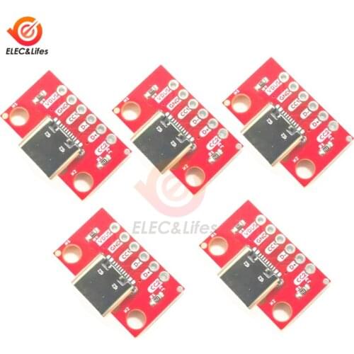 5Pcs Type-C Female USB 3.1 Test PCB Board Adapter Type C 16P 2.54mm Connector Socket For Data Line Wire Cable Transfer