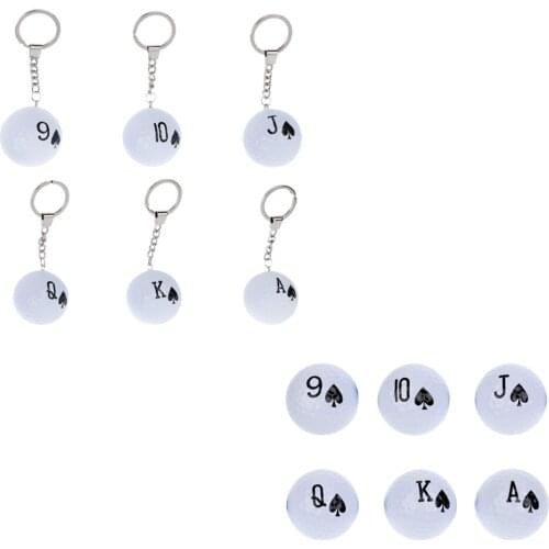 6Pcs Quality Poker Golf Balls Set Or Golf Ball Keychain Keyring Golfer Gift