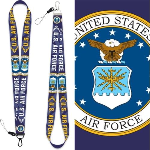 Army Series US Air Force Logo Printed Lanyard for Usage Key Phones ID Tag Badge Holder USA Military Fans Long Strap Necklace