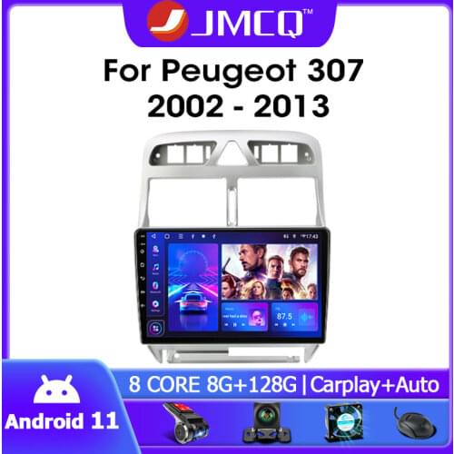 JMCQ Android 9.0 Car Radio For Peugeot 307 2002-2013 Multimidia Video 2din T9 RDS DSP 4+64G GPS Navigaion SplitScreen with Frame