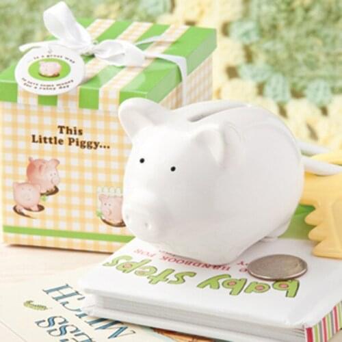 Baby shower favors 60pcs/lot "This Little Piggy..." Ceramic Mini-Piggy Bank (Coin bank) in Gift box Free shipping