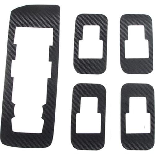 5PCS Black Carbon Fiber Car Door Window Switch Button Cover Trim Sticker Decor for Ford F150 2015 -2020 Accessories