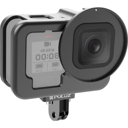 PULUZ for GoPro HERO9 Black Housing Shell CNC Aluminum Alloy Protective Cage with Insurance Frame & 52mm UV Lens Black