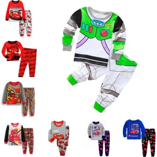 Childrens Pajamas Cartoon Spider Man Iron Man Boys' Pajamas Suit Girls' Cotton Pajamas Lightning McQueen Pajamas Sleepwear