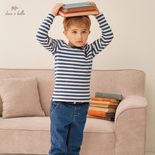 DKH18179 dave bella autumn 5Y-13Y kids boys clothes children fashion cartoon print T-shirt girls high quality fashion tees