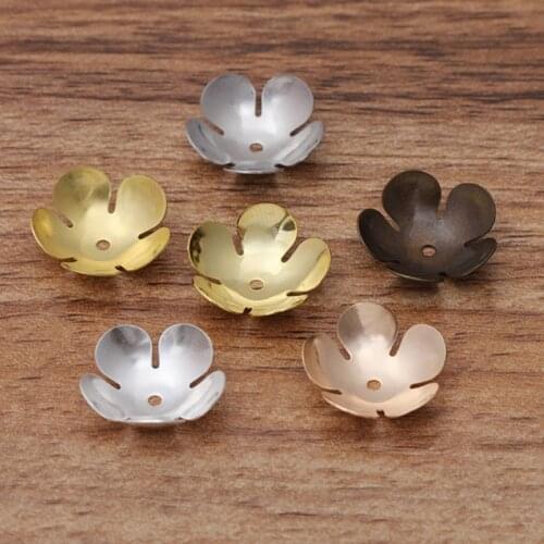 50pcs/lot 16mm Ancient Style Ladies Headdress Copper Flower Spacer Loose Bead Caps End Caps for Jewelry Making Findings